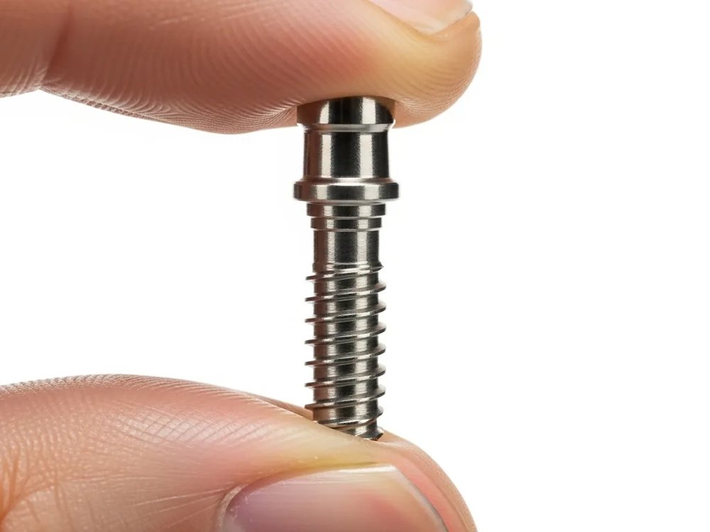 Close-up van een tandimplantaat van titanium