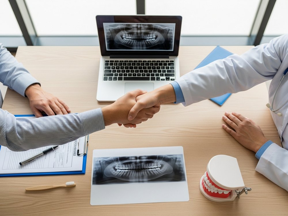 Dentist and patient during a consultation