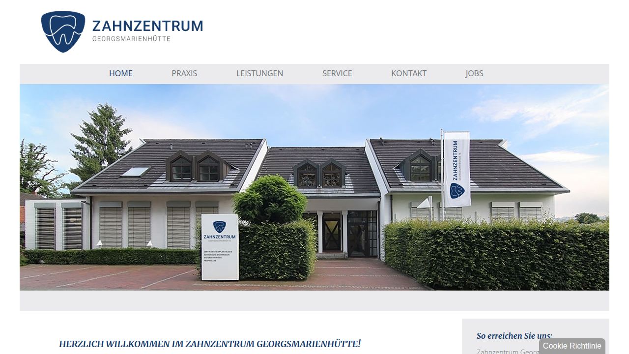 Startseite der Internetseite von Jordan Fillies Zahn&auml;rzte MVZ GmbH