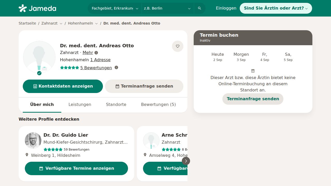 Startseite der Internetseite von Herr Dr. Andreas Otto