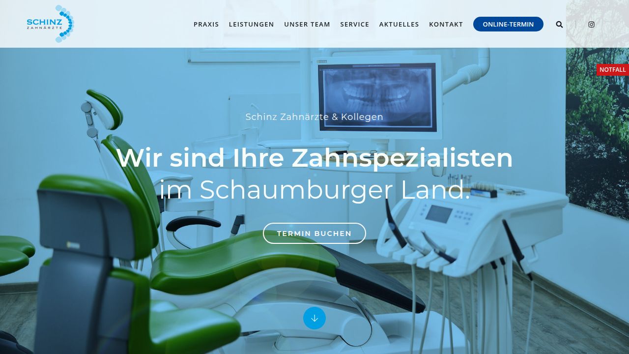 Startseite der Internetseite von Zahnarztpraxis Dr. Johannes Schinz  & Kollegen