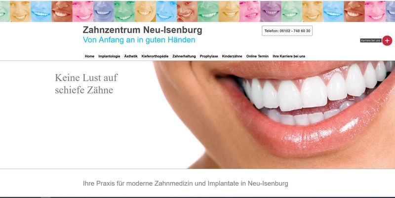 Startseite der Internetseite von Zahnzentrum Neu-Isenburg