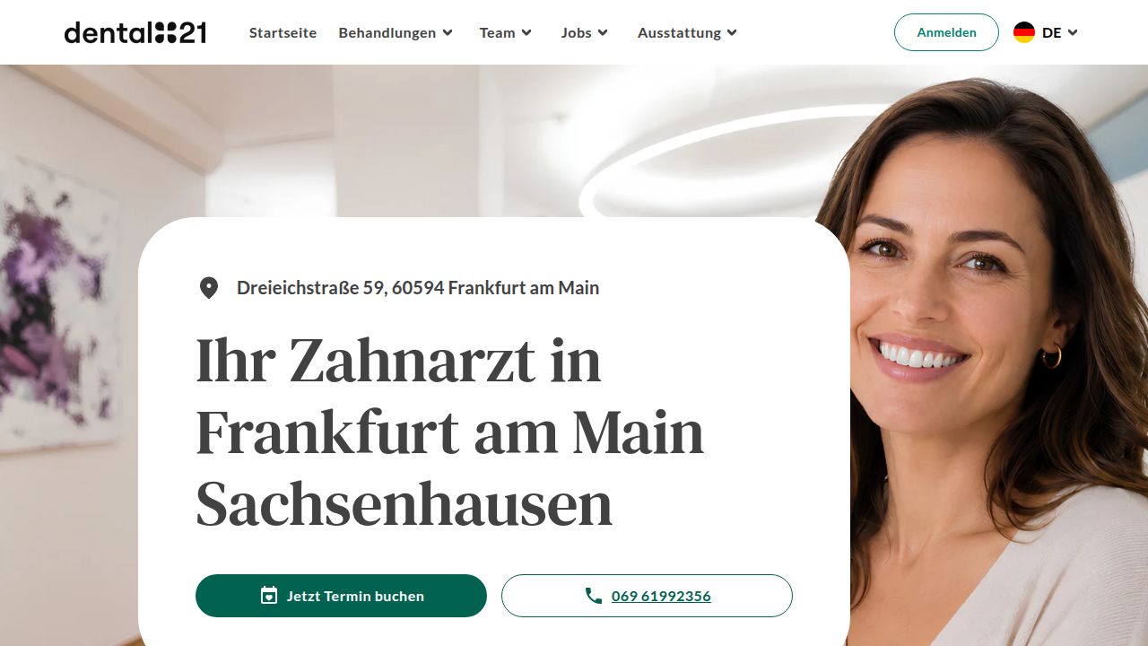 Startseite der Internetseite von Zahnzentrum Sachsenhausen   Dr. Fabian Stiller