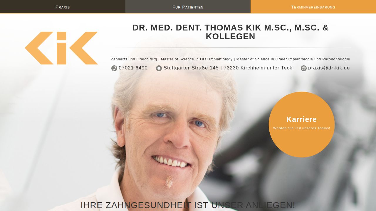 Startseite der Internetseite von Herr Dr. Thomas Kik